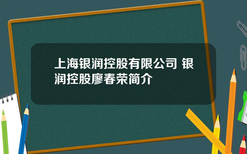 上海银润控股有限公司 银润控股廖春荣简介